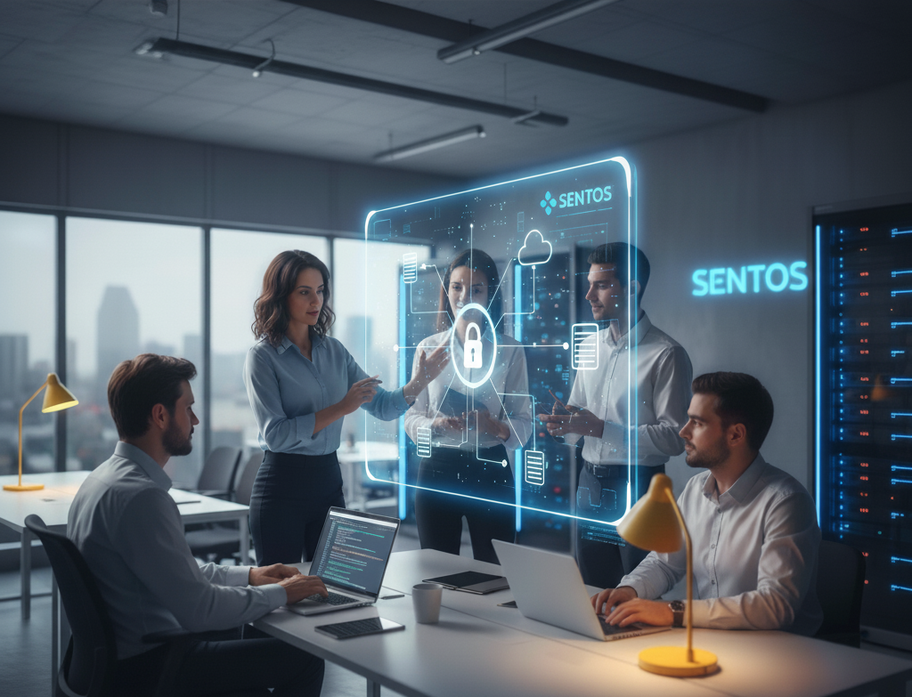 Zespół Sentos w biurze lub koncepcyjne zdjęcie biznesowe